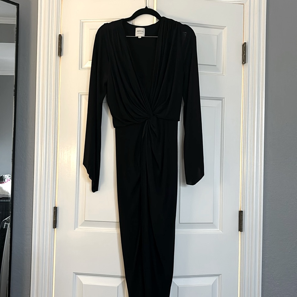 Misa Los Angeles high low dress with bell sleeves